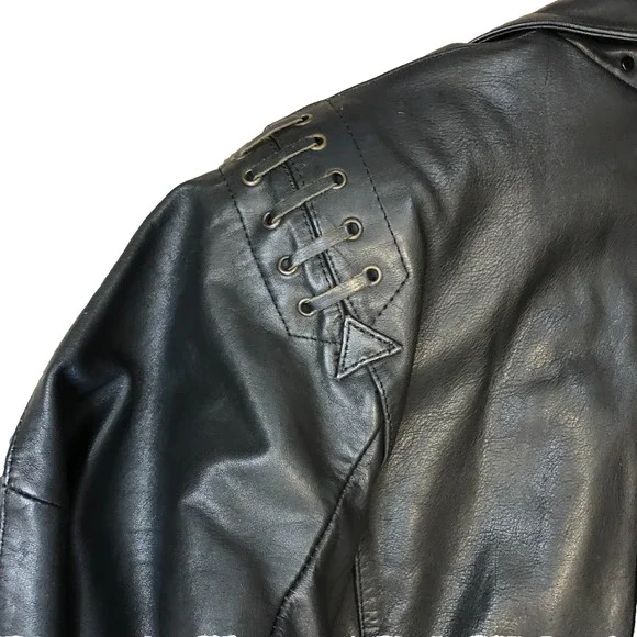 Vintage Women’s Fitted Harley Davidson Black Leather Biker Jacket Size 40/12 W - Picture 13 of 16
